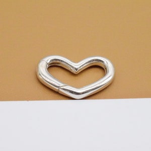 2 Sterling Silver Heart Push Clasps, 925 Silver Love Heart Gate Clasp, Heart Hinged Clasp, Spring Gate Clasp, Bracelet Necklace Holder Clasp