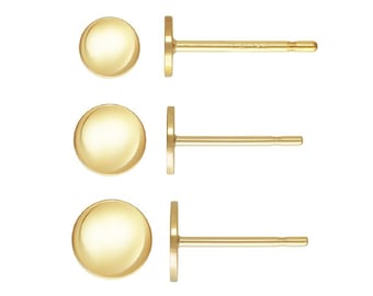 Kolczyki w kształcie dysku z wypełnieniem ze złota 14K bez zapięcia 2,5 mm 3 mm 4 mm 5 mm, płaskie kolczyki w kształcie podkładki, kolczyki w kształcie koła wypełnione złotem, kolczyki w kształcie dysku