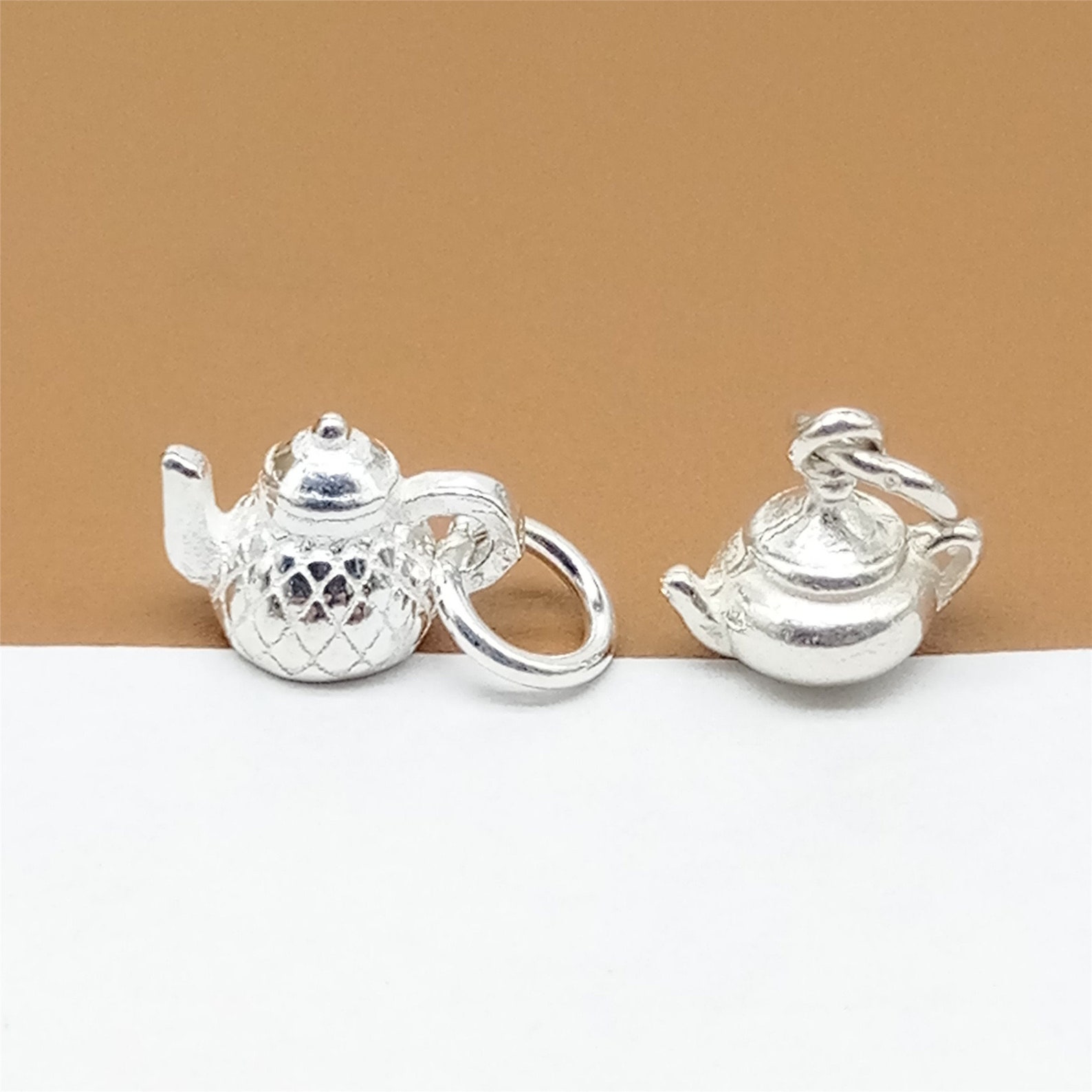 5 Sterling Silver Teapot Charm 3D Tiny Teapot Charm for Etsy