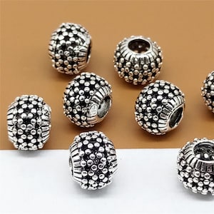 8 Sterling Silver Hollow Flower Beads, 925 Silver Flower Beads, Rondelle Beads, Bracelet Bead, Necklace Bead, Diameter 8mm, Hole 3.3mm