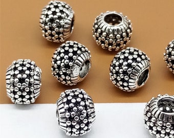 8 Sterling Silver Flower Beads 8mm Diameter, Bracelet Bead, Necklace Bead, 925 Silver Flower Beads, Rondelle Beads 3.5mm Hole