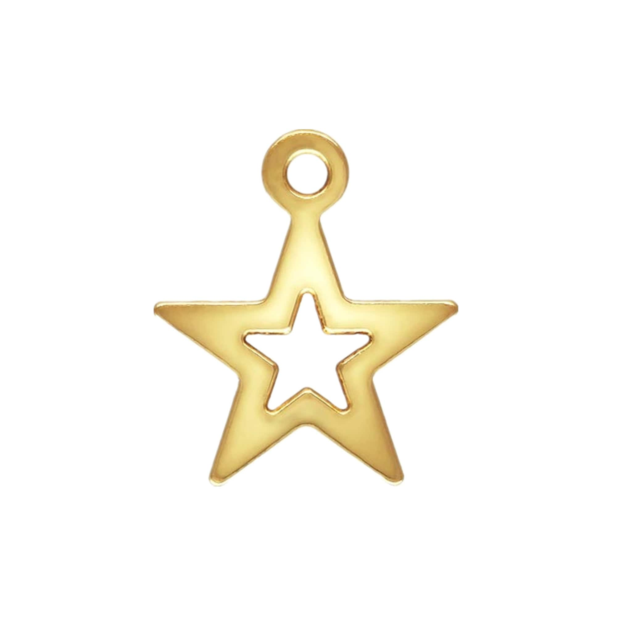 5-10pcs/lot Small Size CZ Paved Round Plate Star Charm Pendants