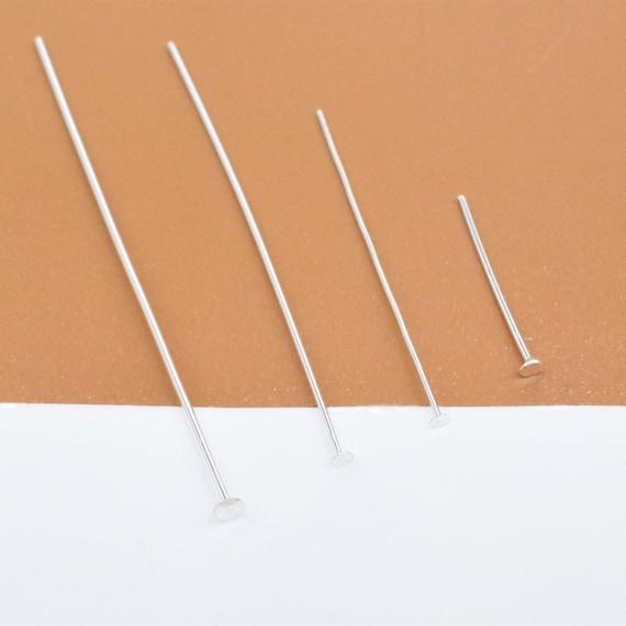 Sterling Silver 925 Head Pins with Flat Head 25mm 0.5mm / 24 Gauge