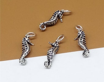 2 ciondoli a forma di cavalluccio marino in argento sterling, ciondoli a forma di cavalluccio marino ossidato, ciondoli marini in argento 925, ciondoli oceanici