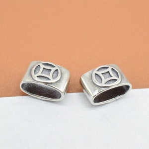 6 Sterling Silver Coin Beads 2-Sided, 925 Silver Money Bead, Coin Spacer Bead, Chinese Fortune Coin Bead, Bracelet Bead, Necklace Bead