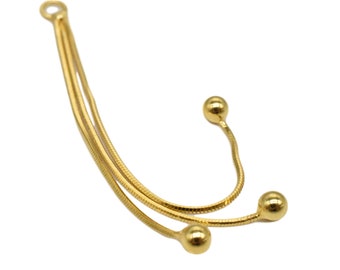 14K Gold Vermeil Style Snake Chain Tassel Charm w/ Bead End, 925 Sterling Silver Tassel Charm w/ Heavy 14K Gold Plated, Necklace Tassel
