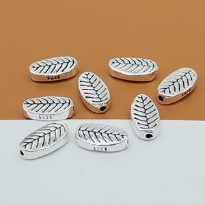 4 Sterling Silver Leaf Beads 2-Sided, 925 Silver Leaf Beads, Leaf Spacer Beads, Nature Bead, Bracelet Bead, Necklace Bead