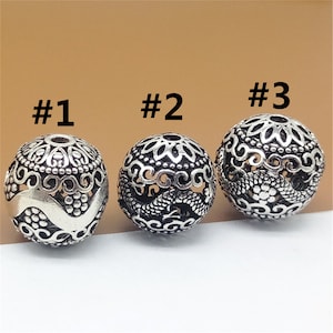 Sterling Silver Dragon Bead, 925 Silver Dragon Bead, Bracelet Bead, Necklace Bead, Dragon Jewelry Making, Hollow Bead