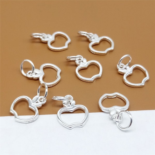 10 breloques petites pommes en argent sterling, breloques pommes en argent 925, breloques bracelet, breloques collier, breloques pommes creuses