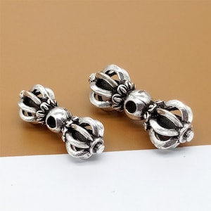 Sterling Silver Double Dorje Beads, 925 Silver Dorje Bead, Vajra Bead, Buddhist Bead, Buddhism Bead, Dorje Bracelet Necklace Bead