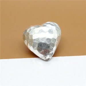 Karen Hill Tribe Silver Hammered Love Heart Beads, Higher Silver Content than Sterling Silver