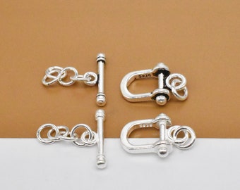 2 Sterling Silver Toggle Clasps, 925 Silver Toggle Clasps, Chain Toggle Clasps, Bracelet Clasp, Necklace Clasp, Jewelry Making