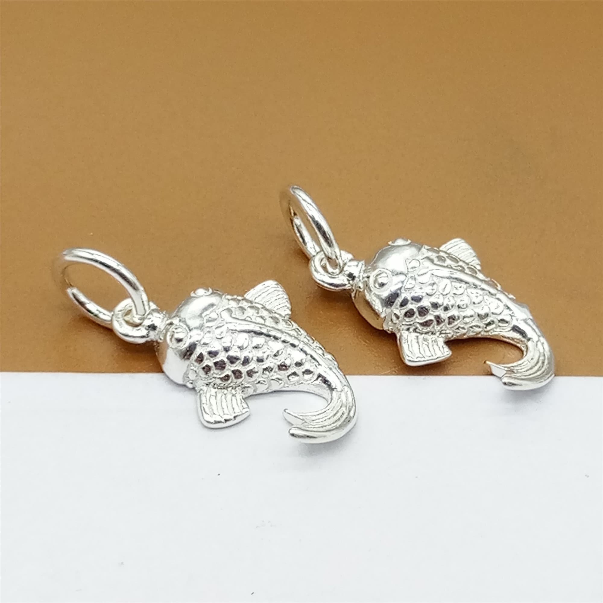 5 Sterling Silver Small Fish Charms Shiny Fish Charm 925 Etsy