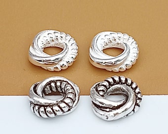 5 Sterling Silver Small Twist Beads, 925 Silver Spiral Spacer Bead, Twisted Bead Spacer, Ring Bead, Bracelet Bead, Necklace Bead 6.5mm