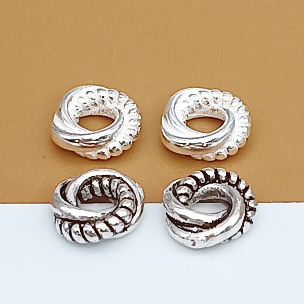 10 Sterling Silver Small Twist Beads, 925 Silver Spiral Spacer Bead, Twisted Bead Spacer, Ring Bead, Bracelet Bead, Necklace Bead 6.5mm