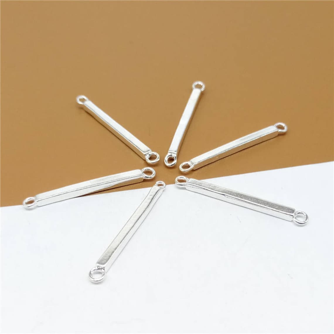 10 Sterling Silver Rectangle Bar Charms 925 Silver Bar Etsy