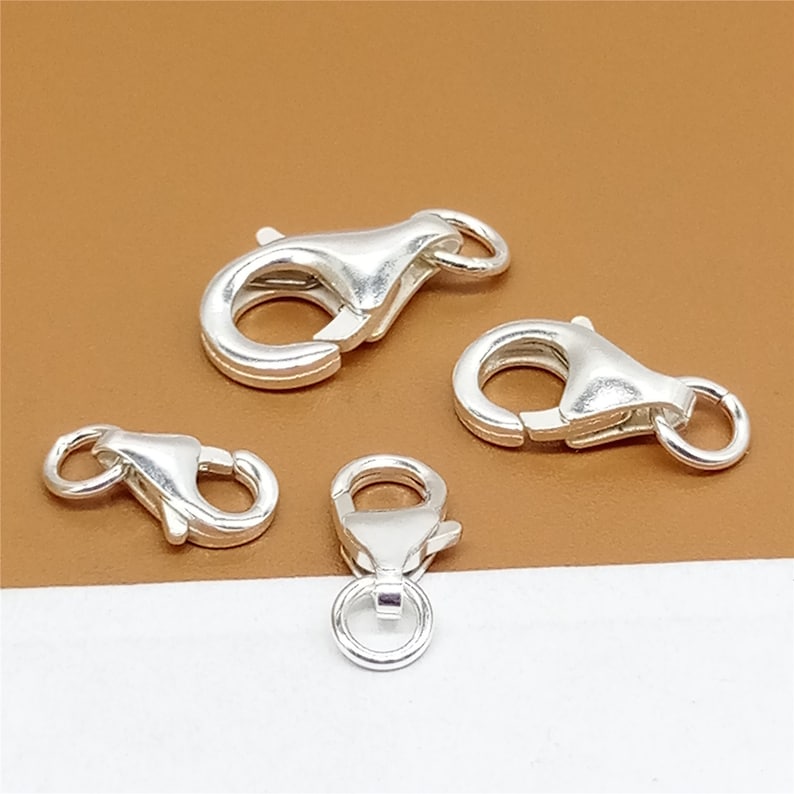 10 Sterling Silver Trigger Clasps with Closed Jump Ring, Lobster Clasp, 925 Silver Lobster Clasp, Lobster Claw Clasp, Sterling Lobster Clasp zdjęcie 3