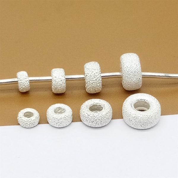 30 perles donut poussière d'étoiles en argent sterling, perle donut en argent 925, perle de pneu, perle de bracelet, perle de collier, perle d'espacement 3,5 mm 4,5 mm 5,5 mm 6,5 mm