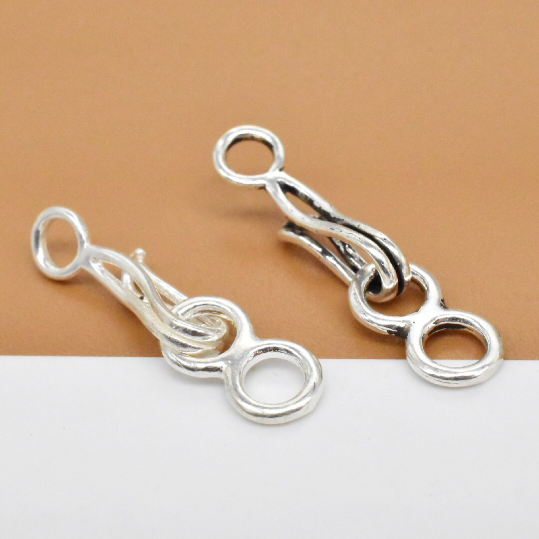 5 Sets Sterling Silver Hook and Eye Clasps, 925 Silver Hook Clasps