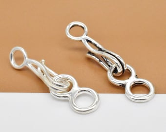 5 Sets Sterling Silver Hook and Eye Clasps, 925 Silver Hook Clasps, Hook and Eye Connectors, Infinity Connector Clasps, Hook Connectors