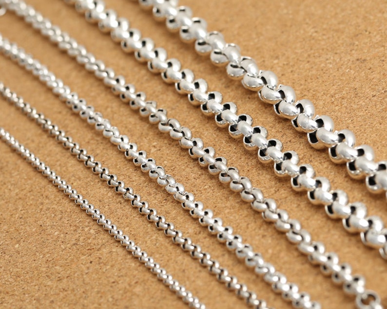 Sterling Silver Rolo Chain, 925 Silver Belcher Chain, Rolo Necklace Chain 3.5mm 4mm 5mm 6mm 8mm 10mm 18 20 22 24 26 28 30 32 34 36 38 Inches image 2