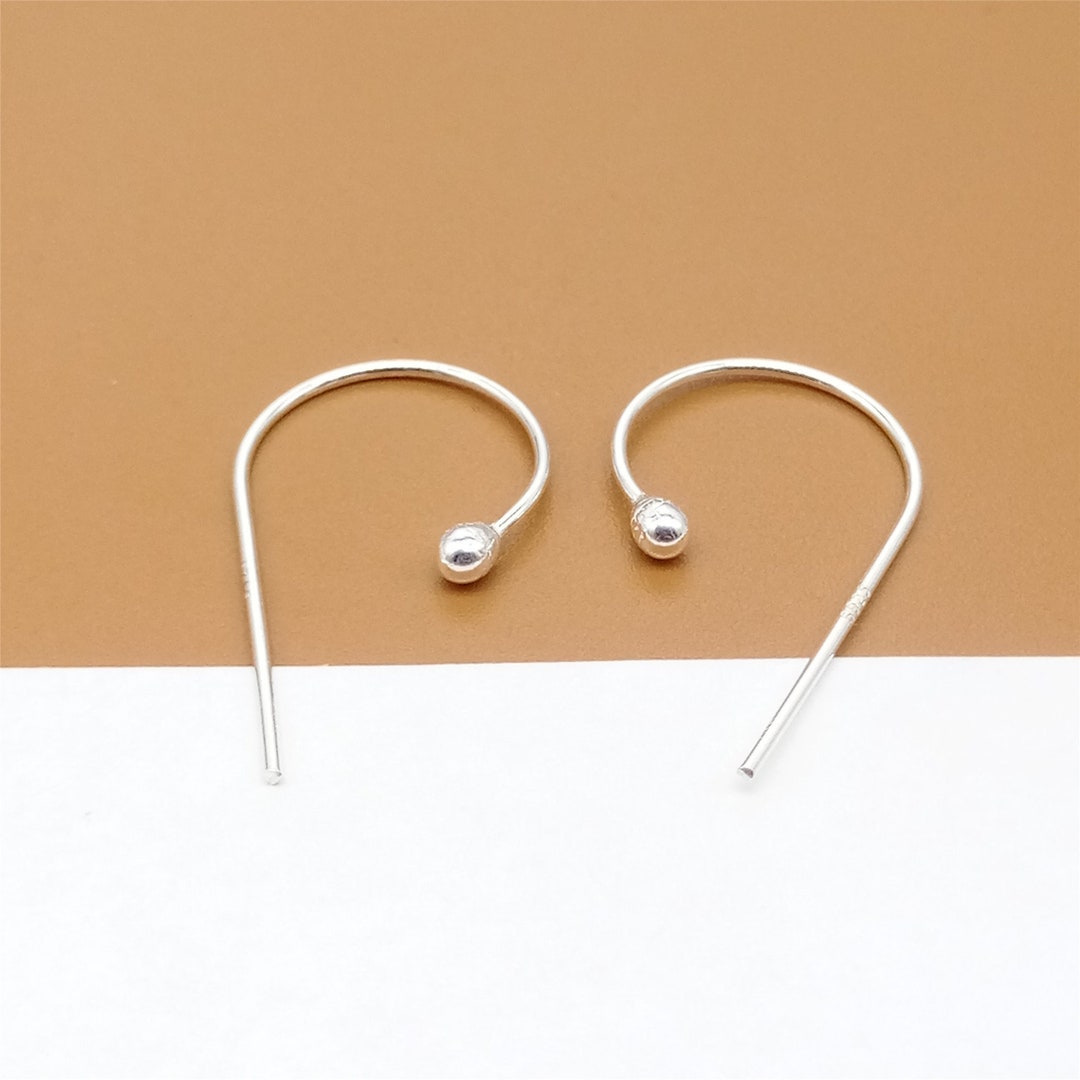 5 Pairs Sterling Silver Earring Hooks With Bead 2.5mm, 925 Silver Hook