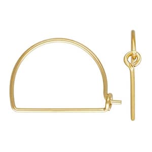14K Gold Filled Wire Arch Beading Hoop, Gold Filled Arch Earring Hoop, D Shape Beading Hoop Earring 16mm 22.5mm 27mm 32mm, Earring Component