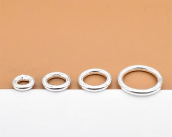 50 sterling zilver gesloten springring, 925 sterling zilver gesloten springring 3mm 4mm 5mm 6mm, draad 22 gauge, ongeveer 0,6 mm