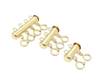 Sterling Silver Layered Detangler Clasp Gold Plated, 925 Silver Layering Necklace Clasp, Detangler Tube Clasp, 2 3 4 5 6 7 8 Strands Clasp