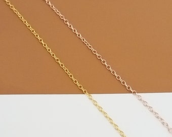 Sterling Silver Round Cable Chain, 925 Silver Gold Plated Unfinished Cable Chain, O Chain, Bracelet Necklace Unfinished Chain 1.1mm Footage