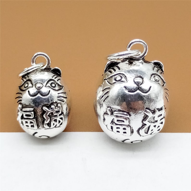 Sterling Silver Cat Bell Charms Sterling Silver Egg Bell Etsy