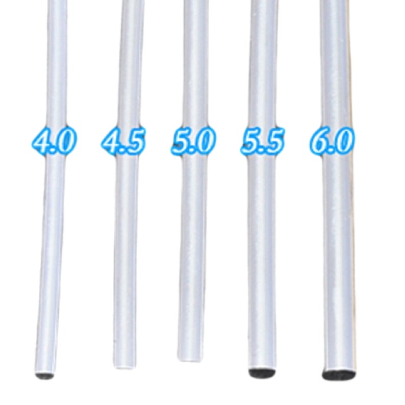 May include: Five clear plastic tubes of different sizes, labelled 4.0, 4.5, 5.0, 5.5, and 6.0.