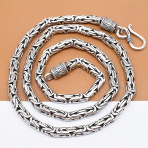 Sterling Silver Byzantine Chain, 925 Silver Byzantine Chain Necklace, Byzantine Necklace Chain 3.5mm 4mm 5mm 6mm 7mm 18&#39;&#39; - 28&#39;&#39;