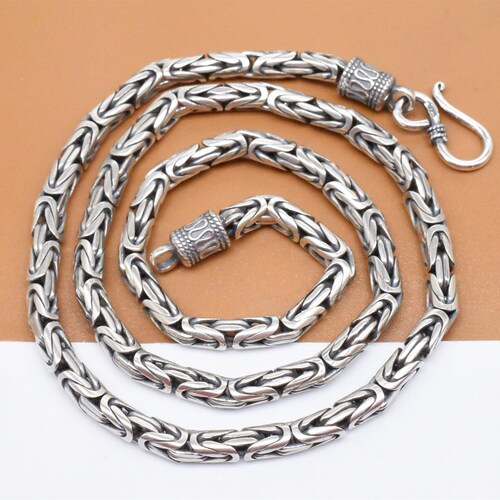 24"MEN's Stainless Steel 4mm Gold Silver Byzantine Box Link Chain Necklace*T 