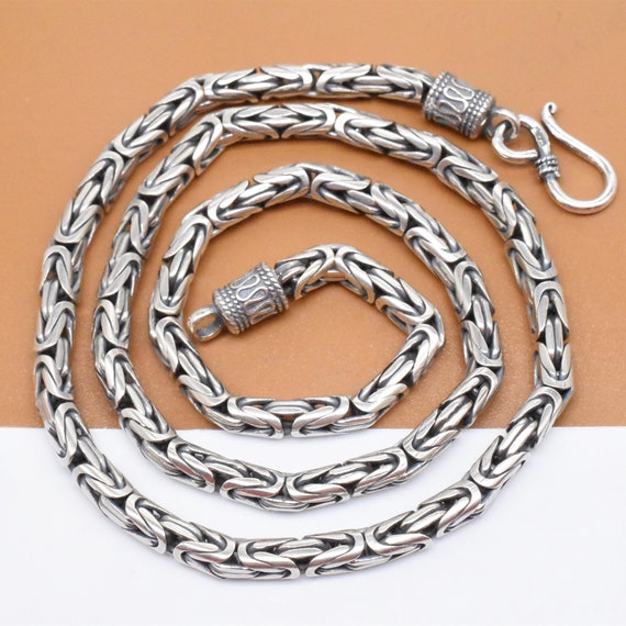 925 Sterling Silver Solid Italian Round Byzantine Chain Necklace 10mm -  Walmart.com