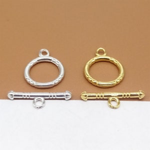 4 Sterling Silver Arrow Toggle Clasps, Gold Plated Toggle Clasp, 925 Silver Round Toggle Clasp, Ring Toggle Set, Circle Clasp Connector 11mm