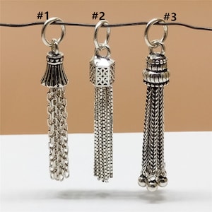 Sterling Silver Chain Tassels for Necklace, 925 Silver Tassel Charms, Tassel Pendant, Bracelet Tassel, Necklace Tassel