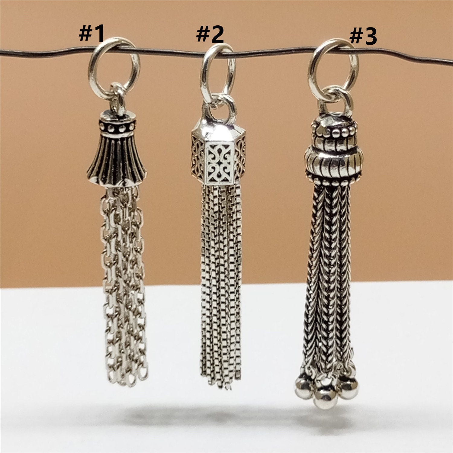 Metal Tassels Charm Pendants,100mm Tassel With Cap Jewelry,key