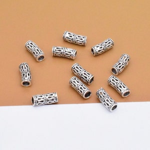 15 Sterling Silver Spiral Tube Beads, 925 Silver Barrel Bead, Small Tube Bead, Hollow Bead, Spacer Tube, Bracelet Bead, Necklace Bead