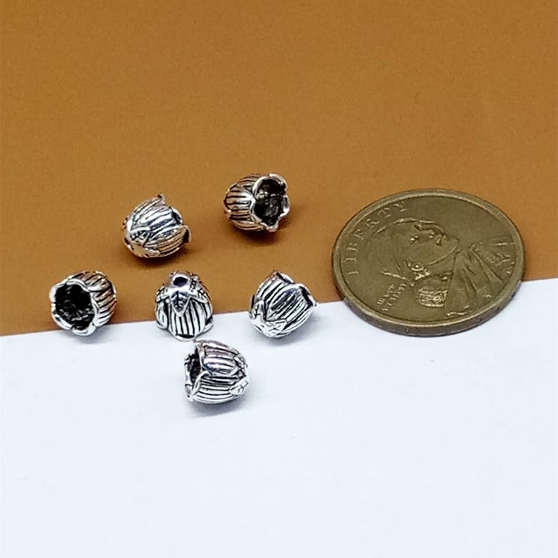 6 Sterling Silver Bead Caps Bead Cones Caps for Tassel 925 Etsy