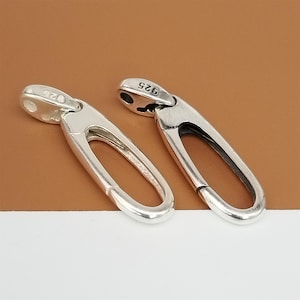 Sterling Silver Oval Push Clasp, 925 Silver Hinged Ring Clasp, Spring Gate Clasp, Push Gate Clasp, Bracelet Necklace Holder Clasp Connector