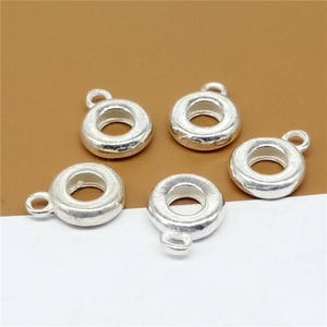 5 Sterling Silver Donut Bail Beads, Bead Charms, 925 Silver Bails, Tire Bail Spacer Beads