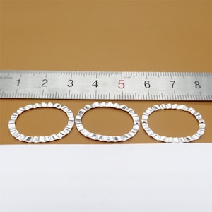 10 Sterling Silver Closed Oval Jump Ring Connectors Hammered Type, 925 Silver Jump Rings, No Hole, Single Hole, Double Hole