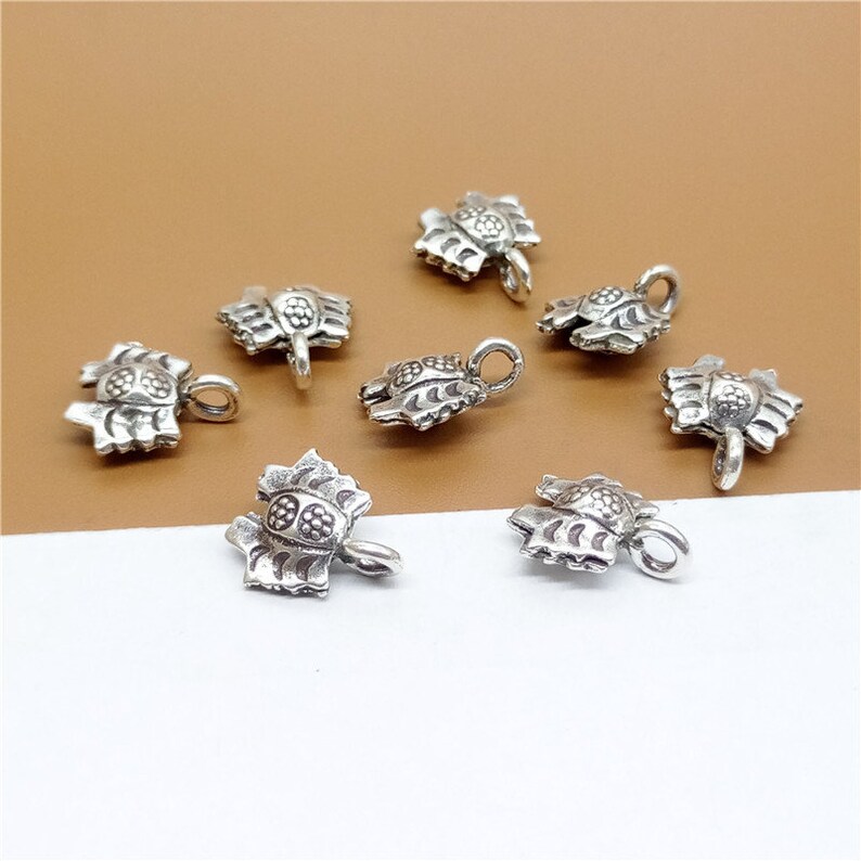 4 Karen Hill Tribe Silver Small Crab Charms TR1468 Higher Silver Content than Sterling Silver