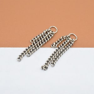 4 Sterling Silver Tassel Charm, 925 Silver Curb Chain Tassel Charm, Tassel Pendant, Chain Tassel Pendant, Tassel Earring Charm