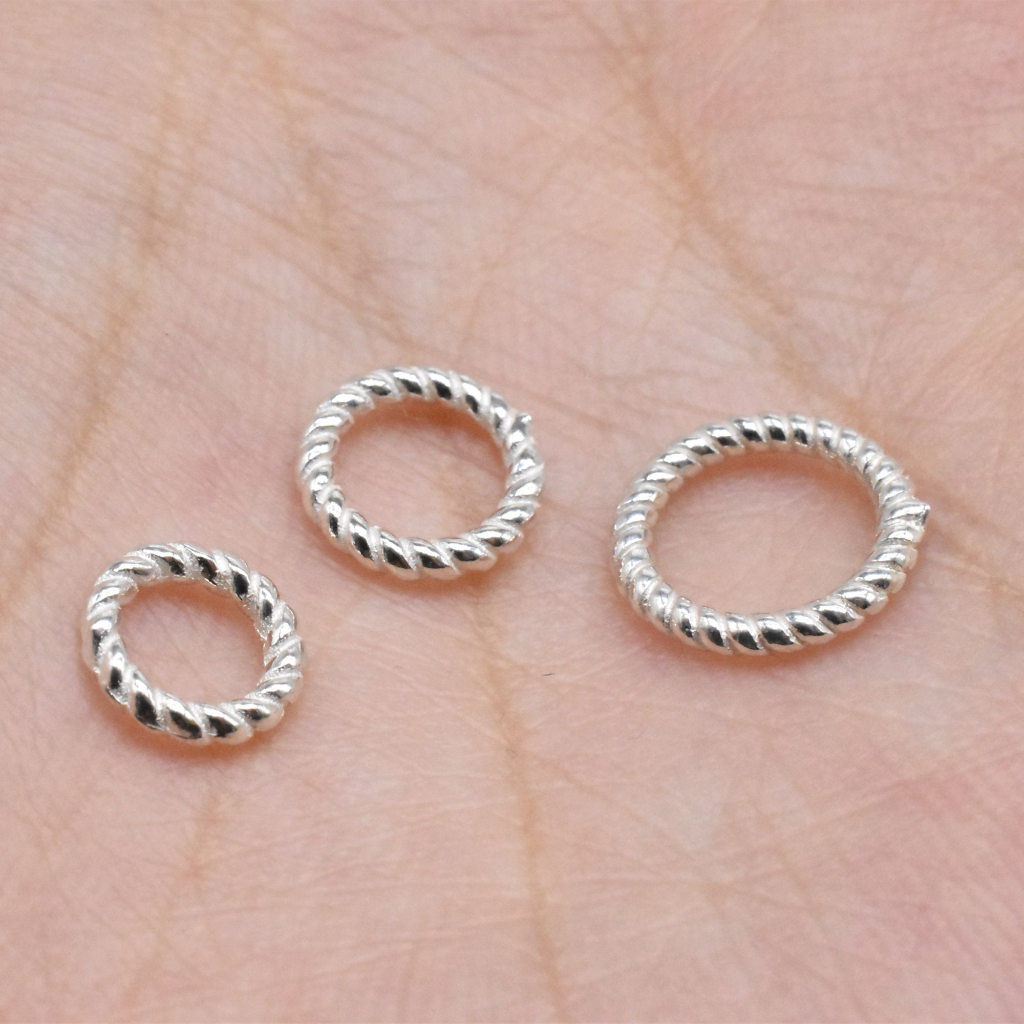 5 Sterling Silver Coiled Closed Jump Rings, 925 Silver Round Jump Rings ...