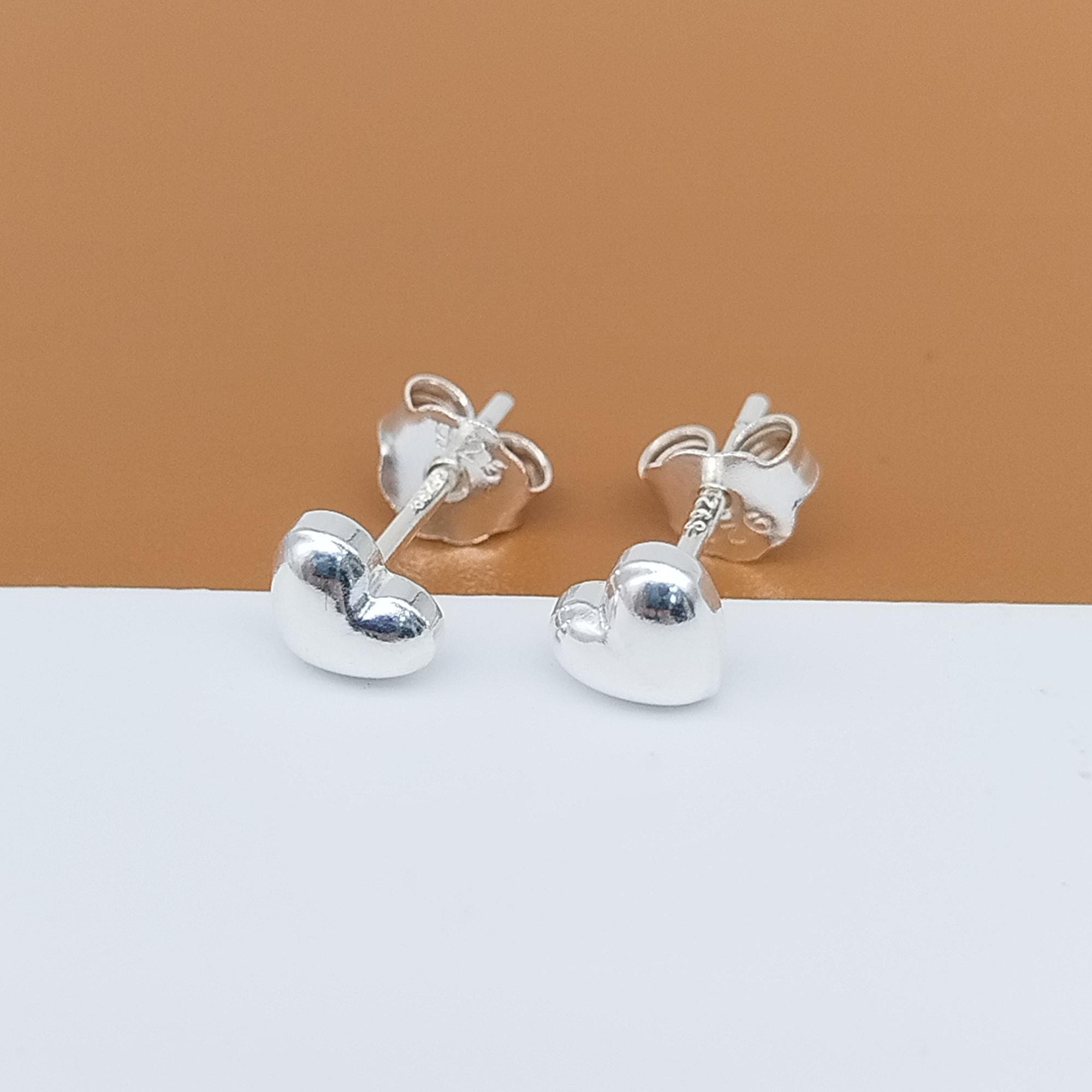 Lot De 8 Paires De Poteaux Boucles D'oreilles En Argent 925 - Forme Coeur - Avec Fermoirs - Neuf