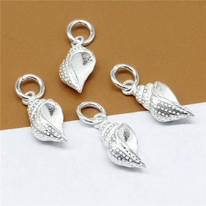5 Sterling Silver Conch Charm, 3D Conch Seashell Charm for Necklace Bracelet Earring, 925 Silver Shell Charm, Ocean Charm