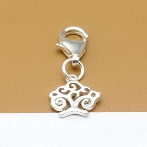 Sterling Silber Lebensbaum Clip On Charm, 925er Silber Baum des Lebens Clip On Charms, kleiner Lebensbaum Clip Charm mit Clip auf Karabinerverschluss