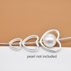 8 Sterling Silber Herz Perlenrahmen, 925 Silber Perlenrahmen, Love Herz Perlenrahmen, Spacer Rahmen für 6 mm 8 mm 10 mm Perlen